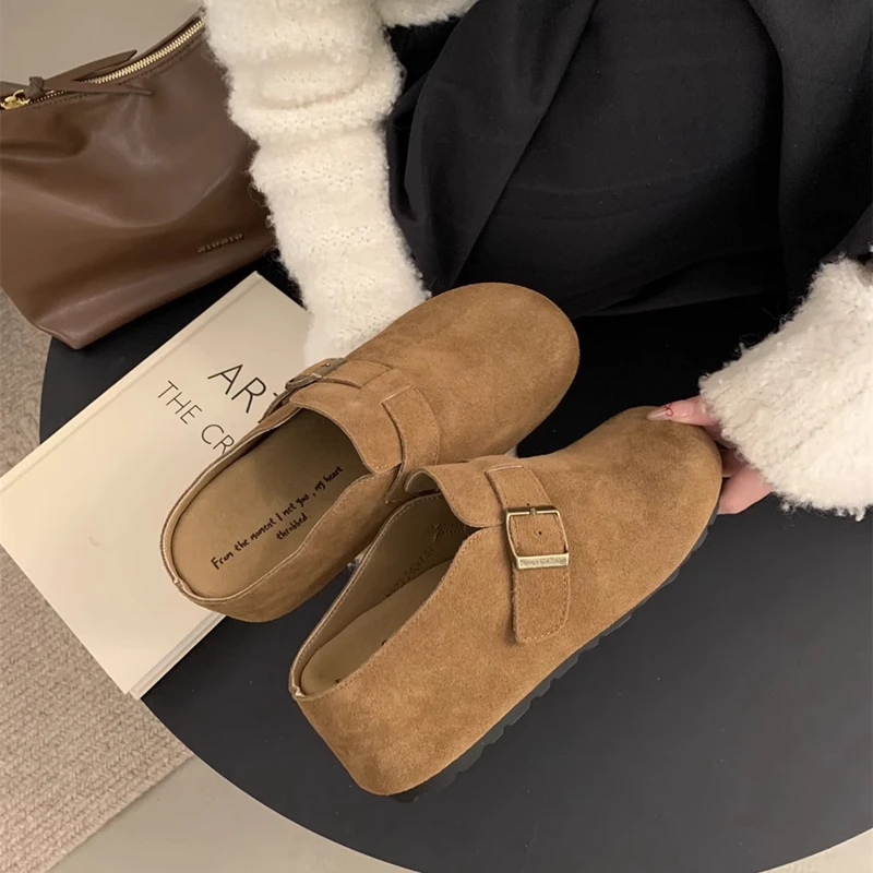 厚底内增高勃肯鞋女2025年新款复古包头拖鞋女外穿一脚蹬博肯鞋子