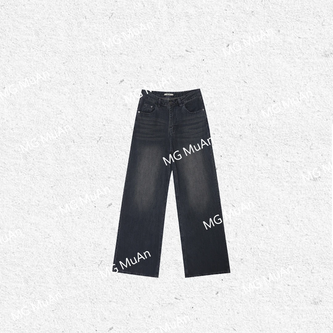 【黑海牛仔】MUAN定制怀旧复古高级阔腿牛仔裤宽松长裤女DG-23104