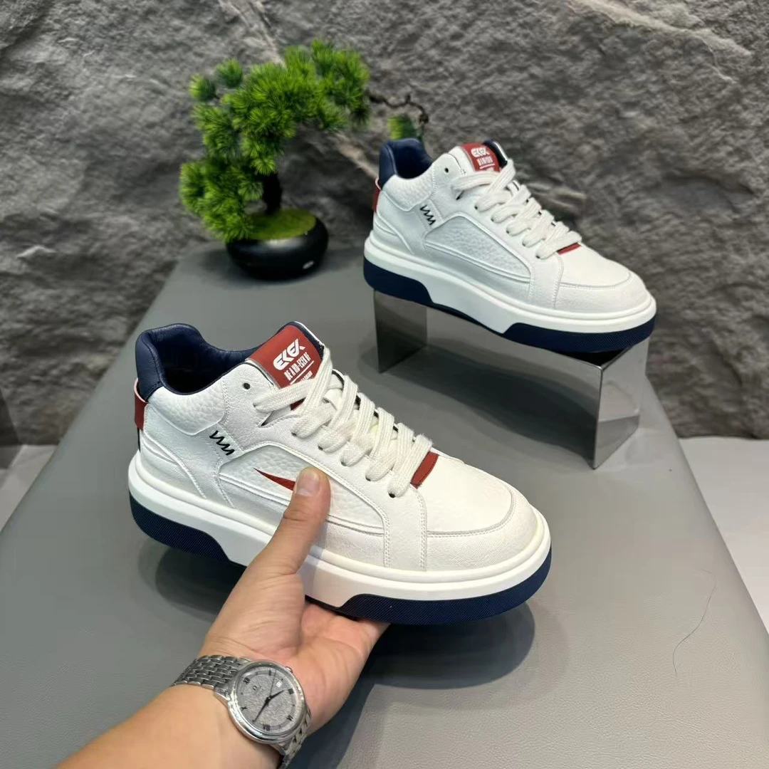 E1111户外潮牌男士休闲鞋运动高帮皮面潮流板鞋运动鞋男鞋