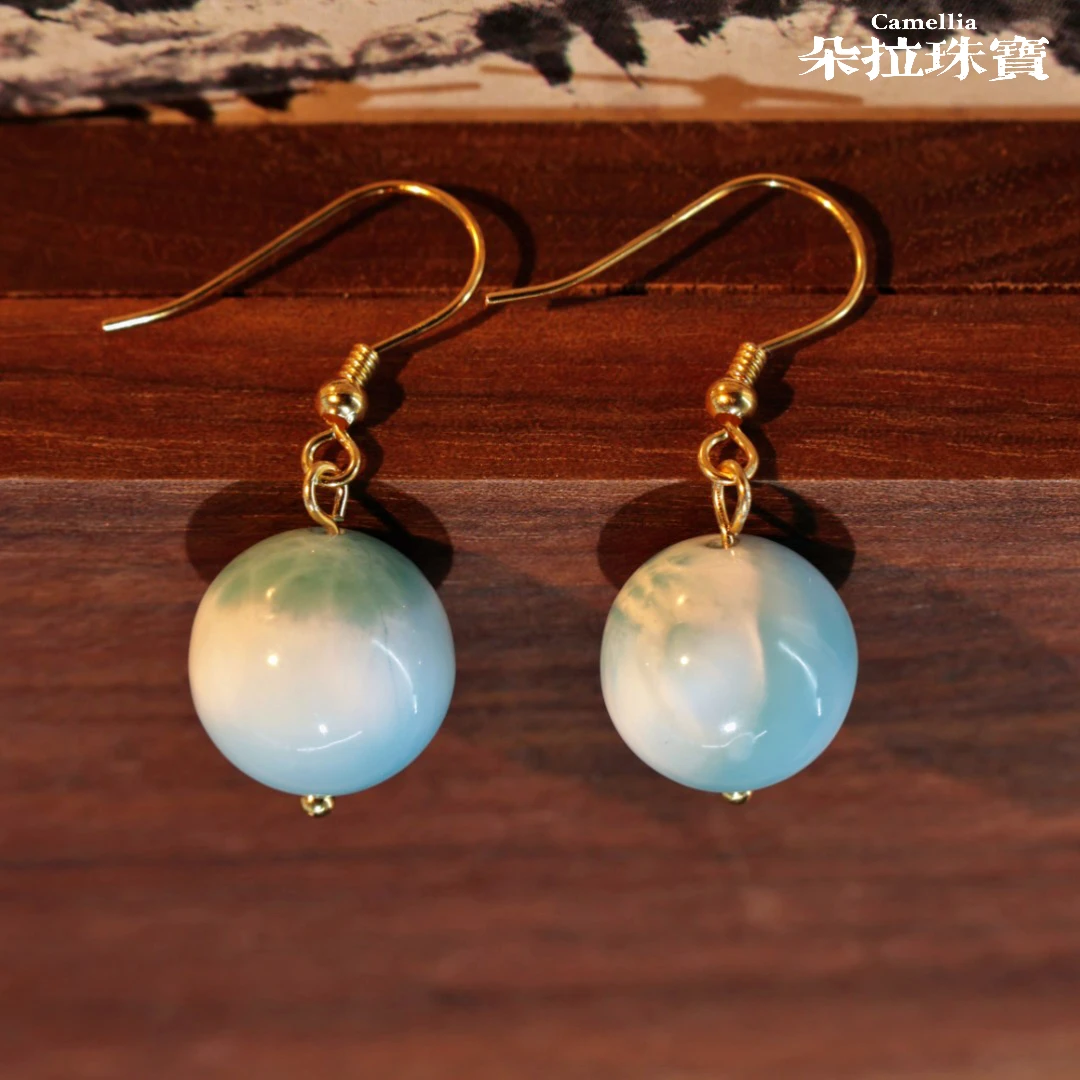 人间山茶 C5-2984 海纹石耳饰 多样性发其一