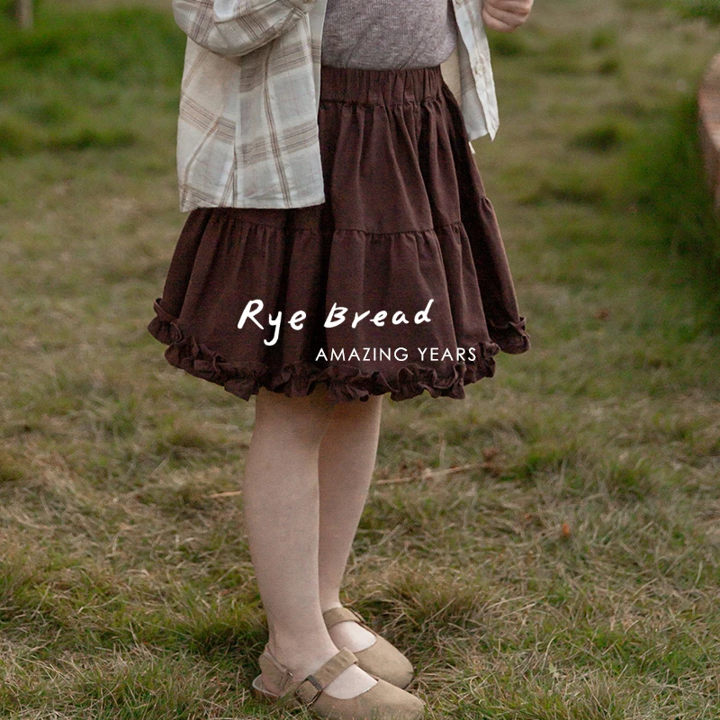 ryebread/黑面包童装 韩系花边裙摆女小童半身百褶裙4夏玲玲