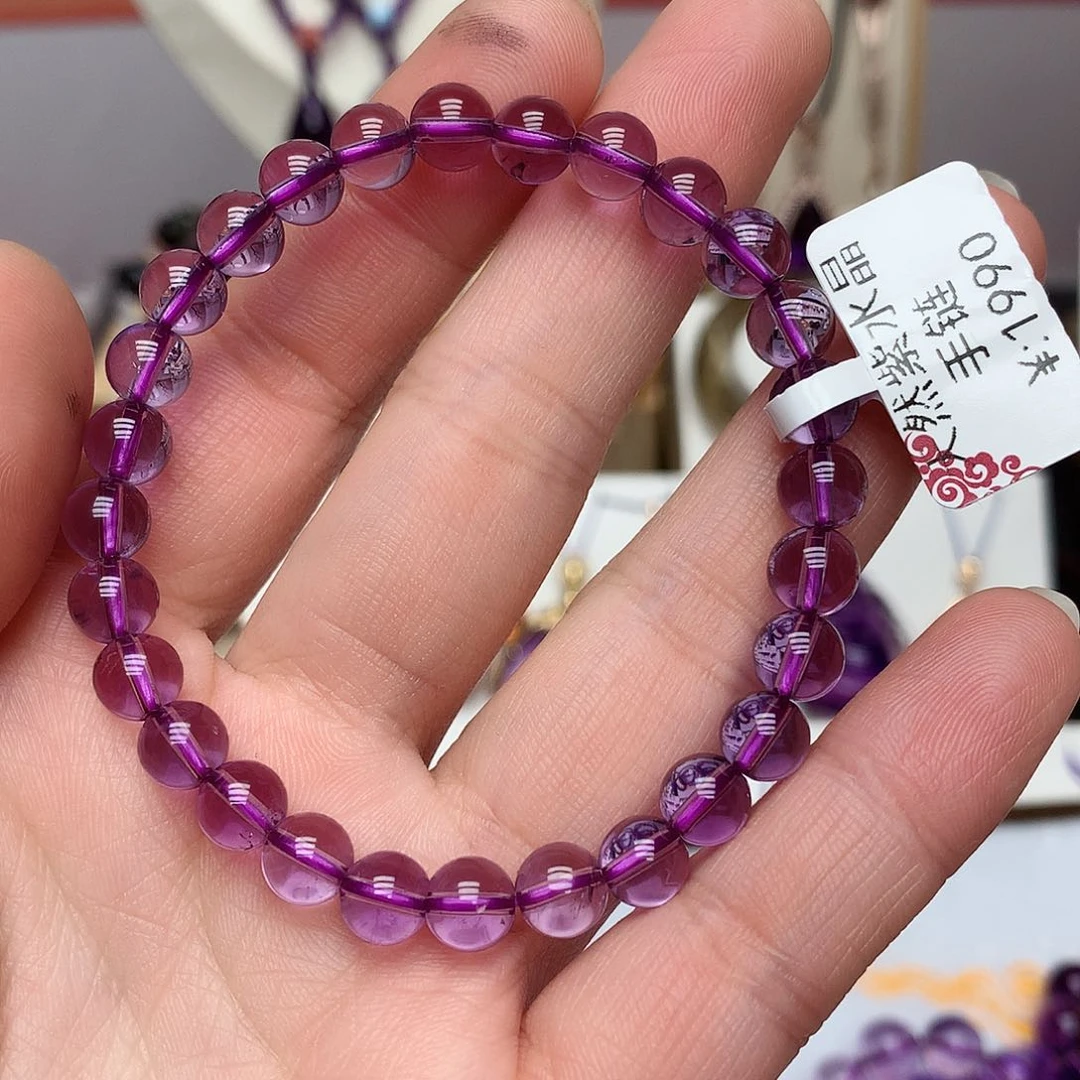 紫晶巴西毕业级手串7mm未镶嵌