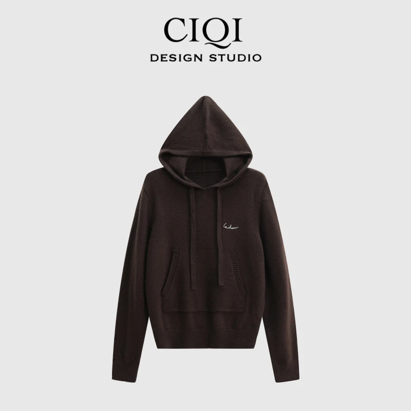 CIQI STUDIO秋季连帽长袖通勤风纯色休闲宽松百搭外套上衣T20035