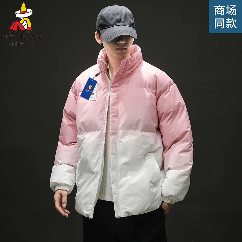Mexican/稻草人冬季棉衣男女加厚保暖棉服外套渐变立领面包服棉袄