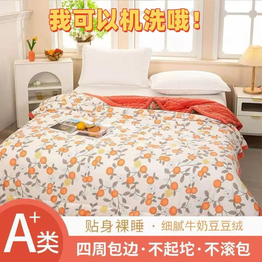 新款加绒加厚3D豆豆绒被单双人可机洗春秋冬被学生宿舍绒豆豆被子