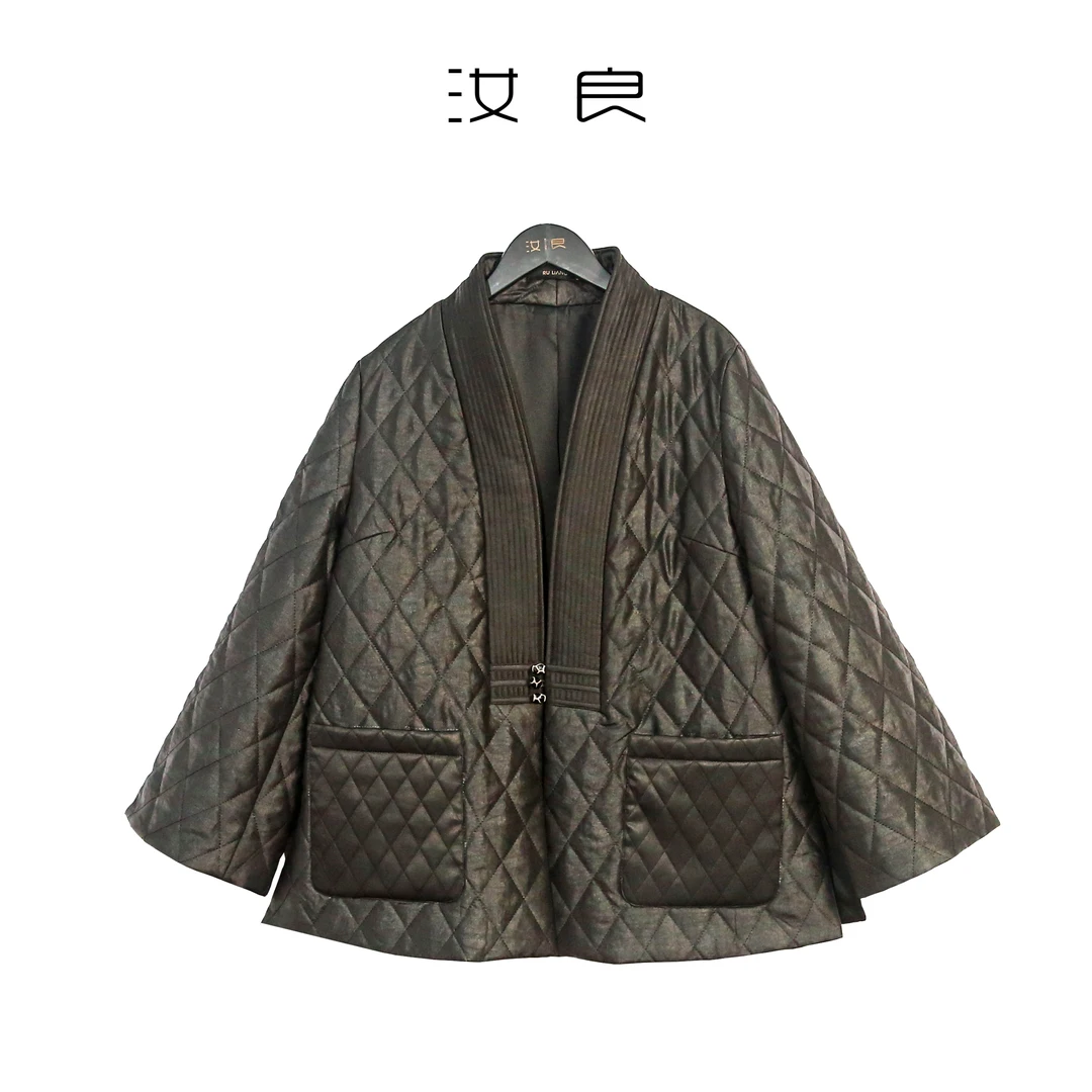 菱格开襟重工长袖外套