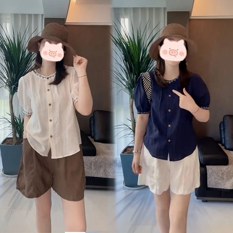 夏季通勤穿搭一整套高级感设计衬衫衬衣搭配宽松遮肉显瘦短裤套装