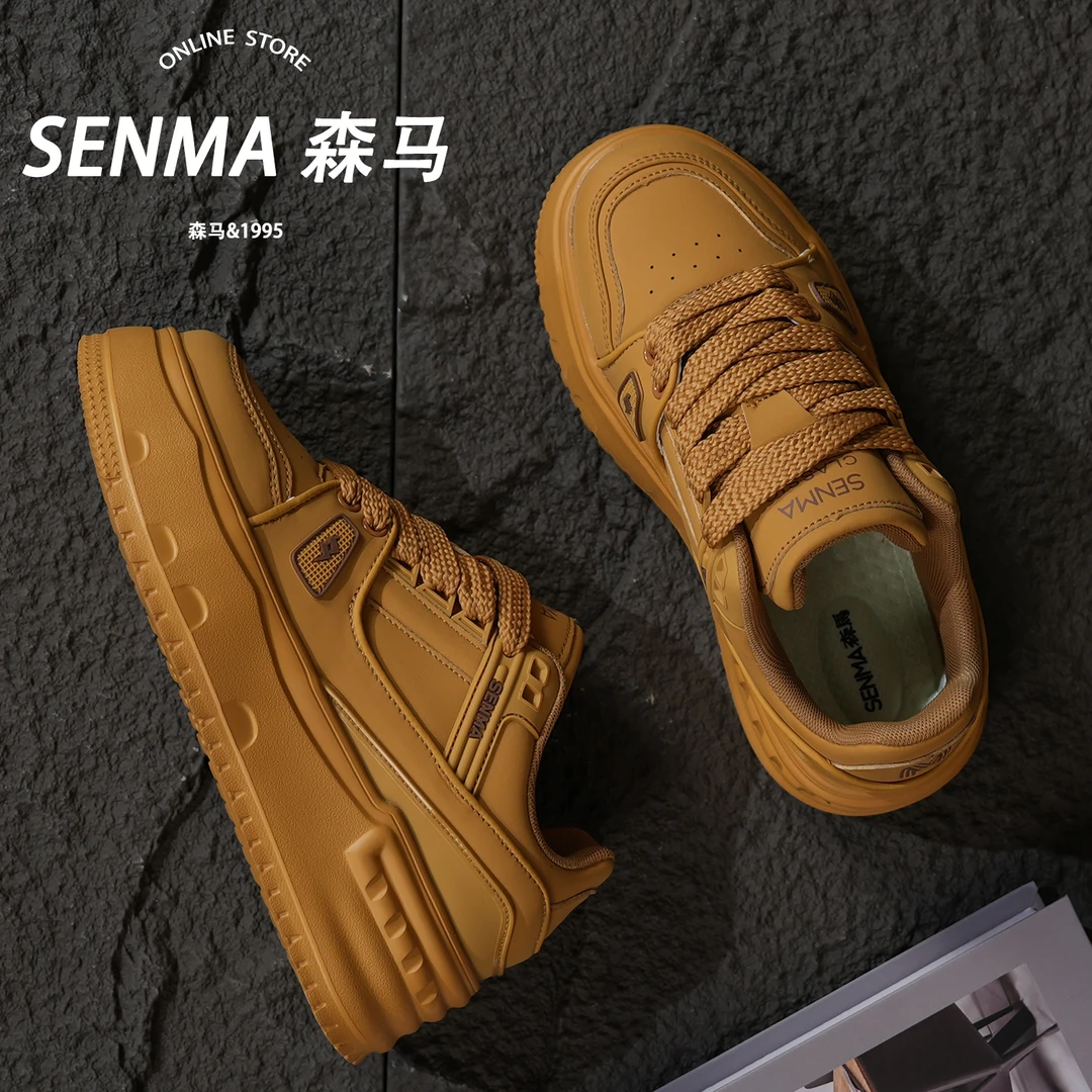 SENMA/森马板鞋秋季透气男鞋低帮厚底增高软底轻便潮流运动鞋男款
