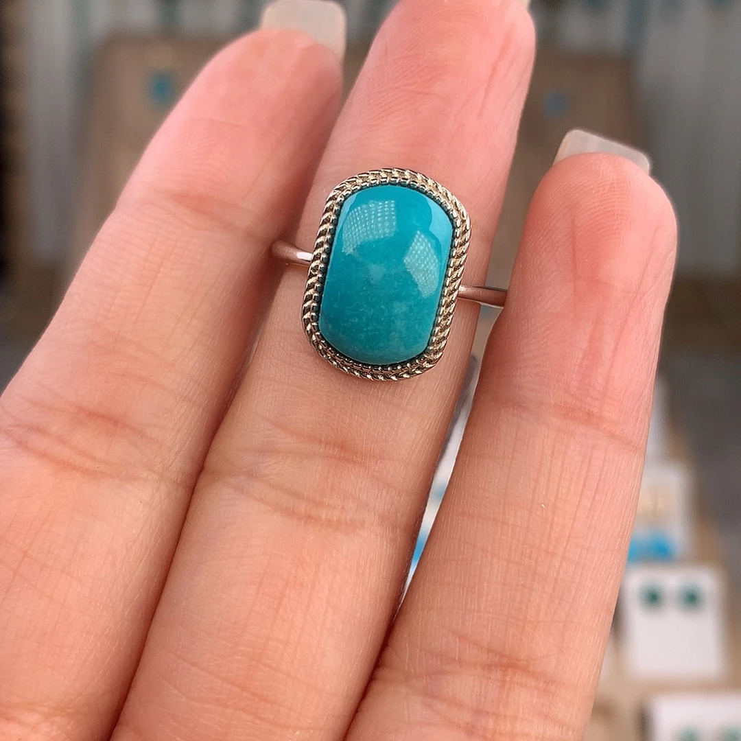 绿松石银S925镶嵌戒指