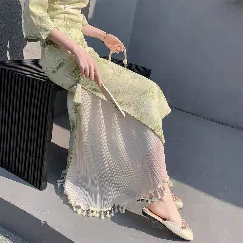 苏故里【蕾丝仙女裙】时尚旗袍国风百搭衬裙显瘦气质中长款仙女