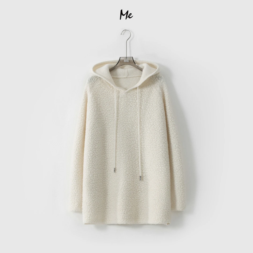 ME【羊羔绒】100绵羊毛颗粒感连帽针织上衣一手长保暖毛衣MEQA3297