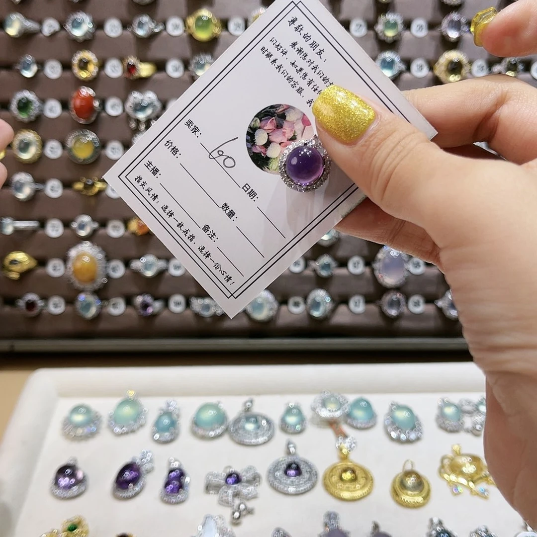 蛇纹石玉戒指银S925镶嵌又***0