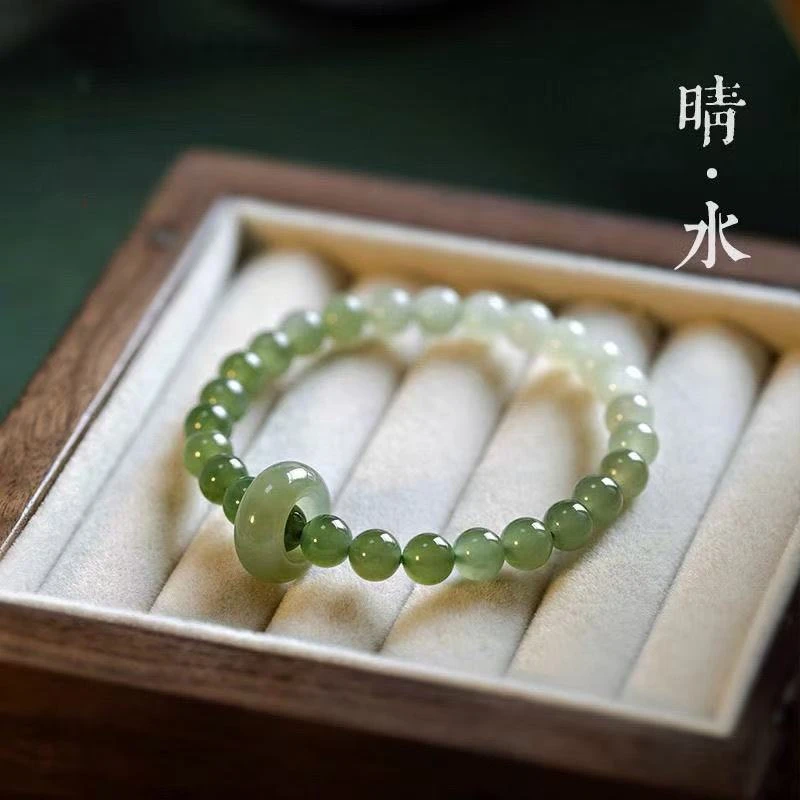 晴水渐变和田单圈手串