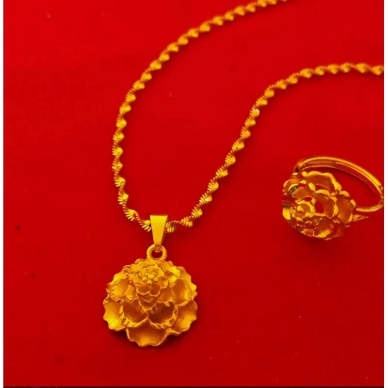 【贵州二强专属福利伴手礼MY】正品牡丹花项链戒指两件