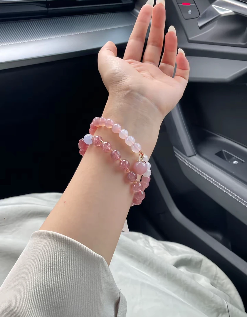 桃之夭夭手链气质甜美百搭仙女百搭素款天然粉