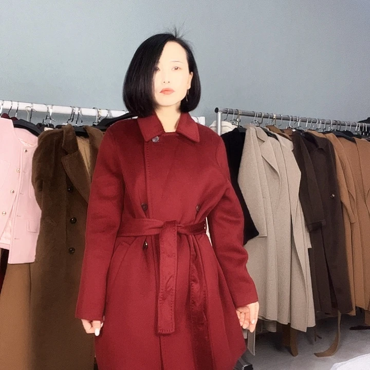 双面呢中长款S码大衣