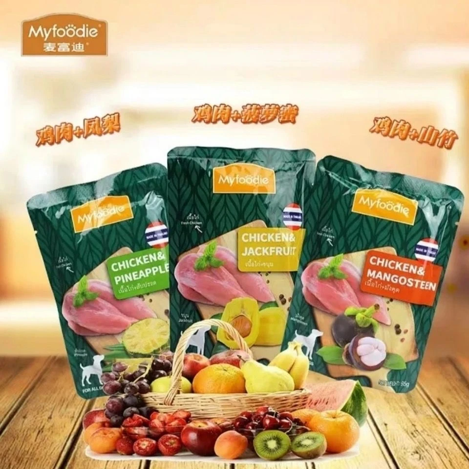 麦富迪狗狗零食泰国风味水果鸡肉妙鲜包狗罐头湿粮鲜肉包12袋*95g