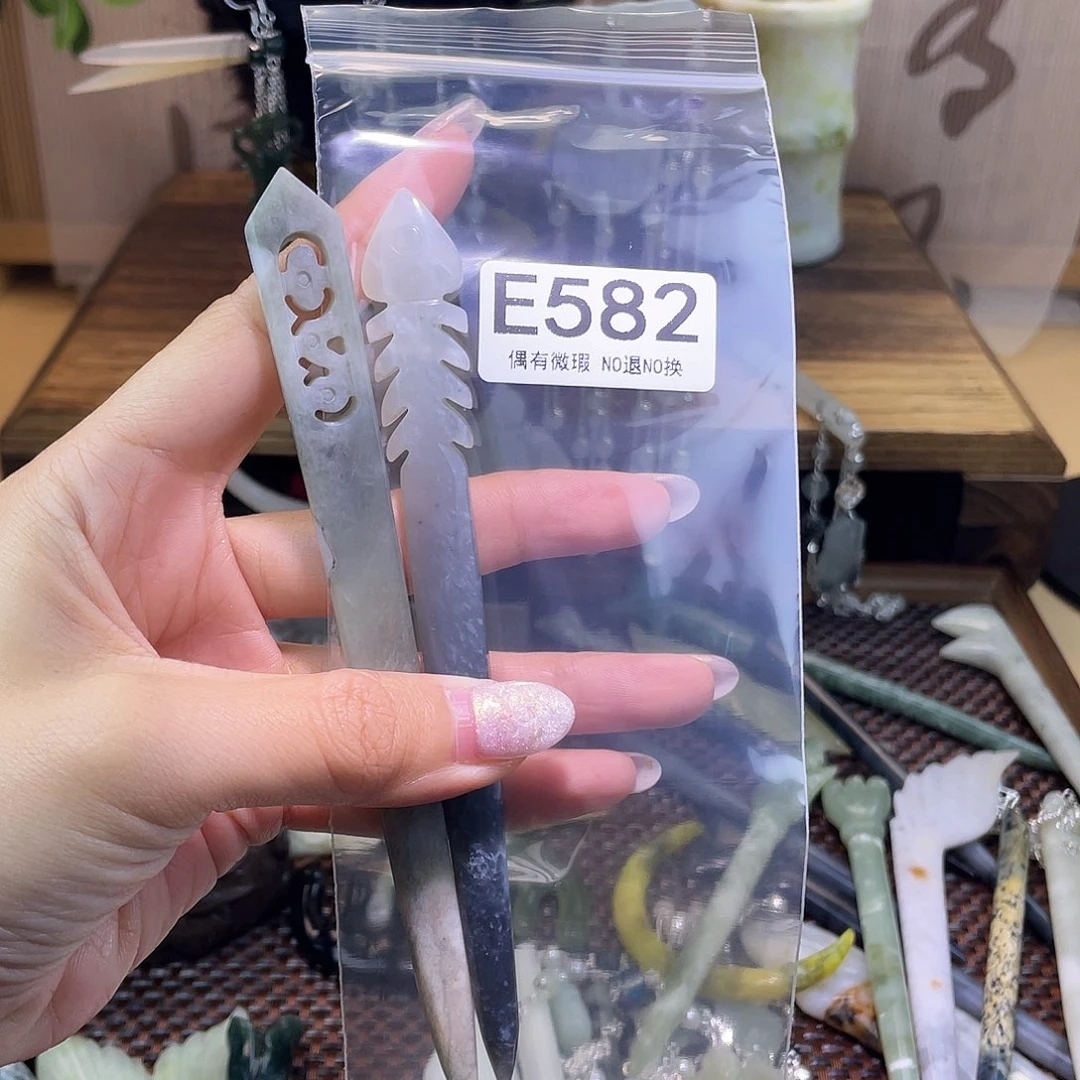 蛇纹石玉发饰合金妮***妮