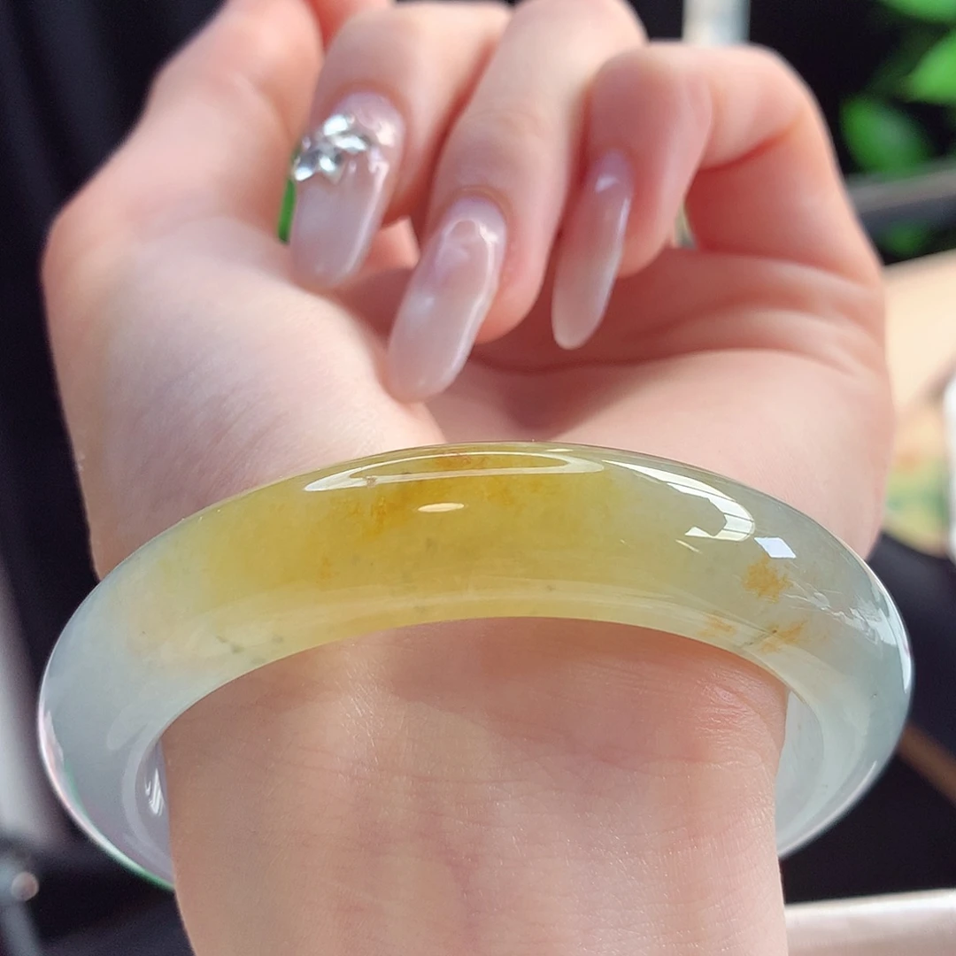 未镶嵌手镯翡翠天然A货翡翠56-57冰透一口蛋黄酥招米17号