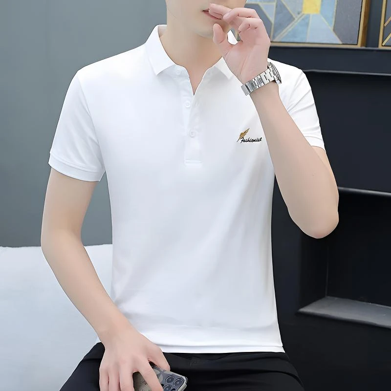 高档冰感polo衫男款潮流韩版翻领短袖T恤男休闲百搭潮牌男装半袖