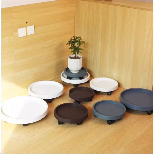 结构坚固客厅阳台带滑轮易清洁花盆托盘可移动托盘套装