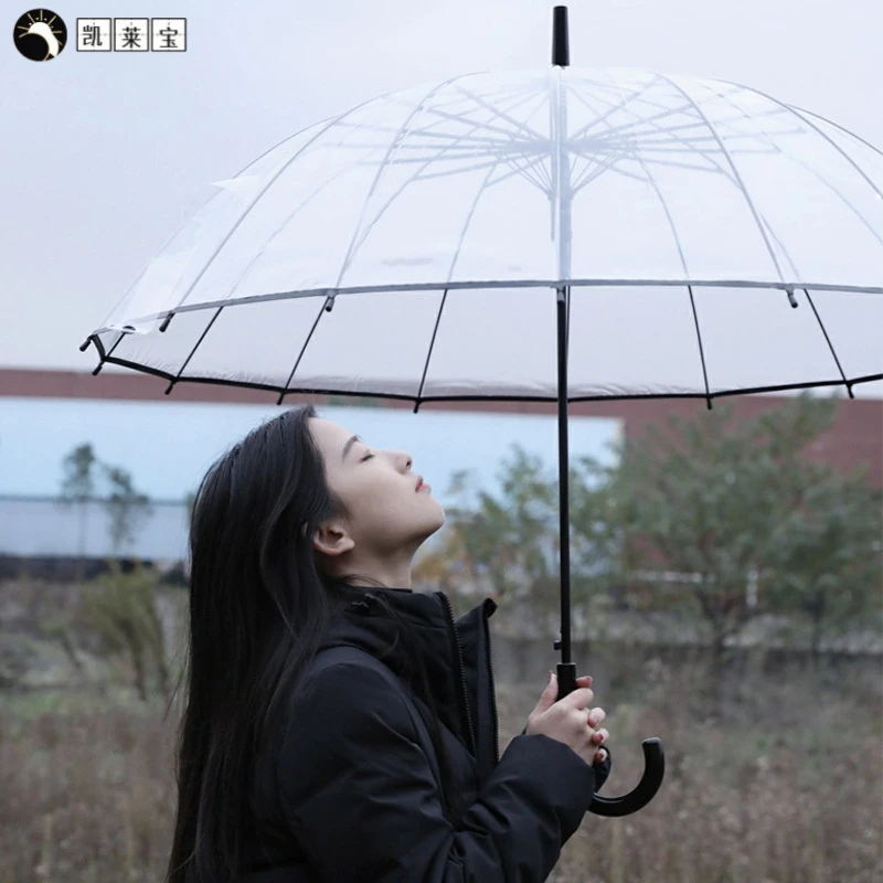 透明环保伞定制长柄伞定制自动伞广告伞礼品透明直杆雨伞防紫外线