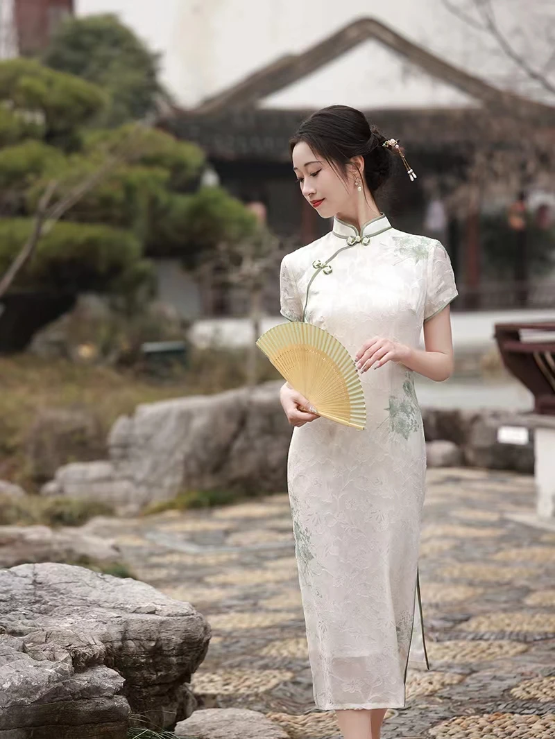 瑾韵款双层长款提花少女旗袍中国风年轻款春夏日常气质古法小个子
