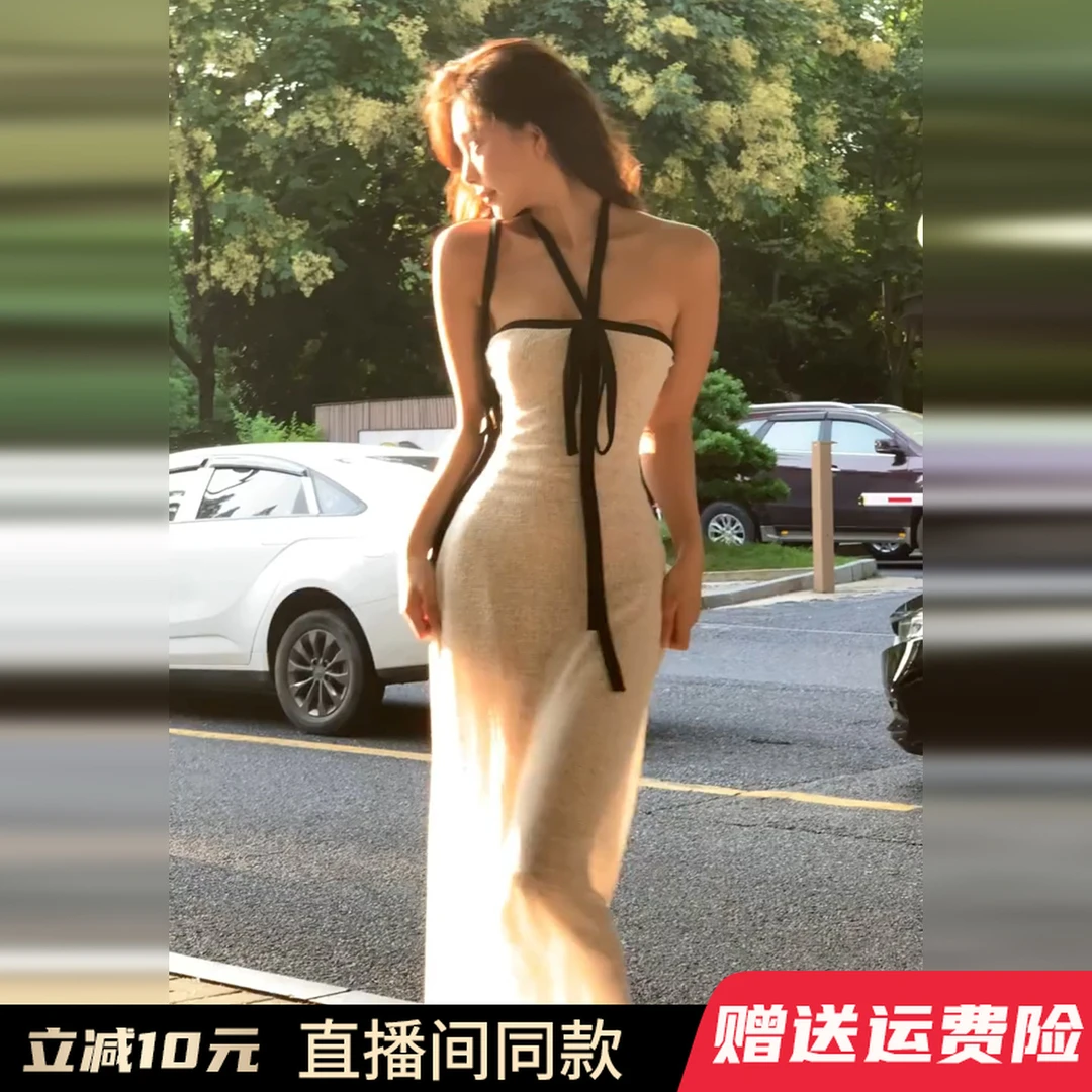 法式纯欲性感抹胸连衣裙女早秋2025新款独特漂亮修身显瘦包臀长裙