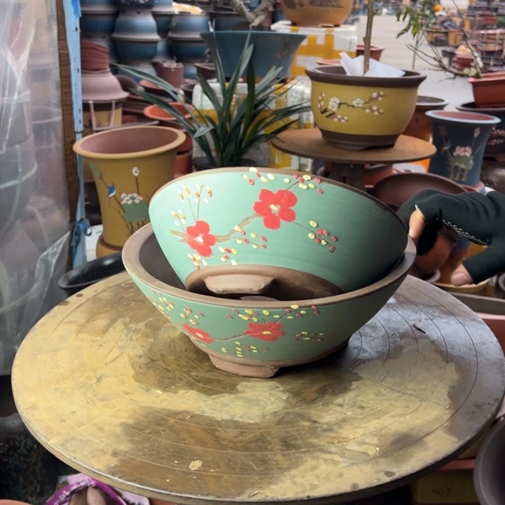 紫砂宜兴紫砂花盆绿斗盆中小