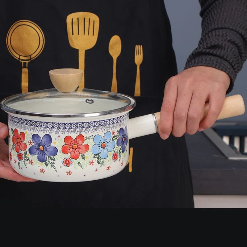 欧丽家珐琅家用搪瓷锅珐琅汤锅加厚单柄电磁炉通用泡面锅面锅平底