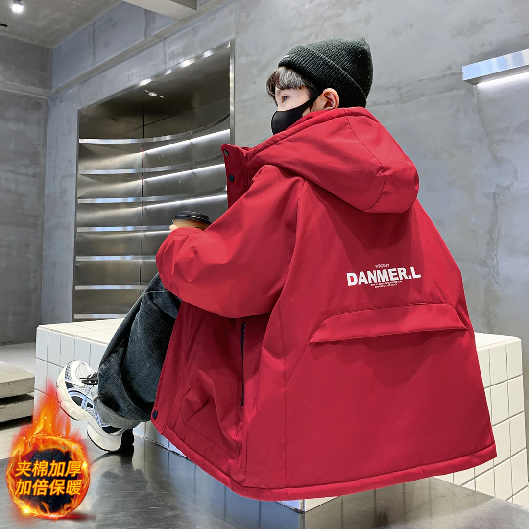 男童夹棉外套秋冬款6-12岁中大童男孩二棉风衣加厚儿童冲锋衣洋气