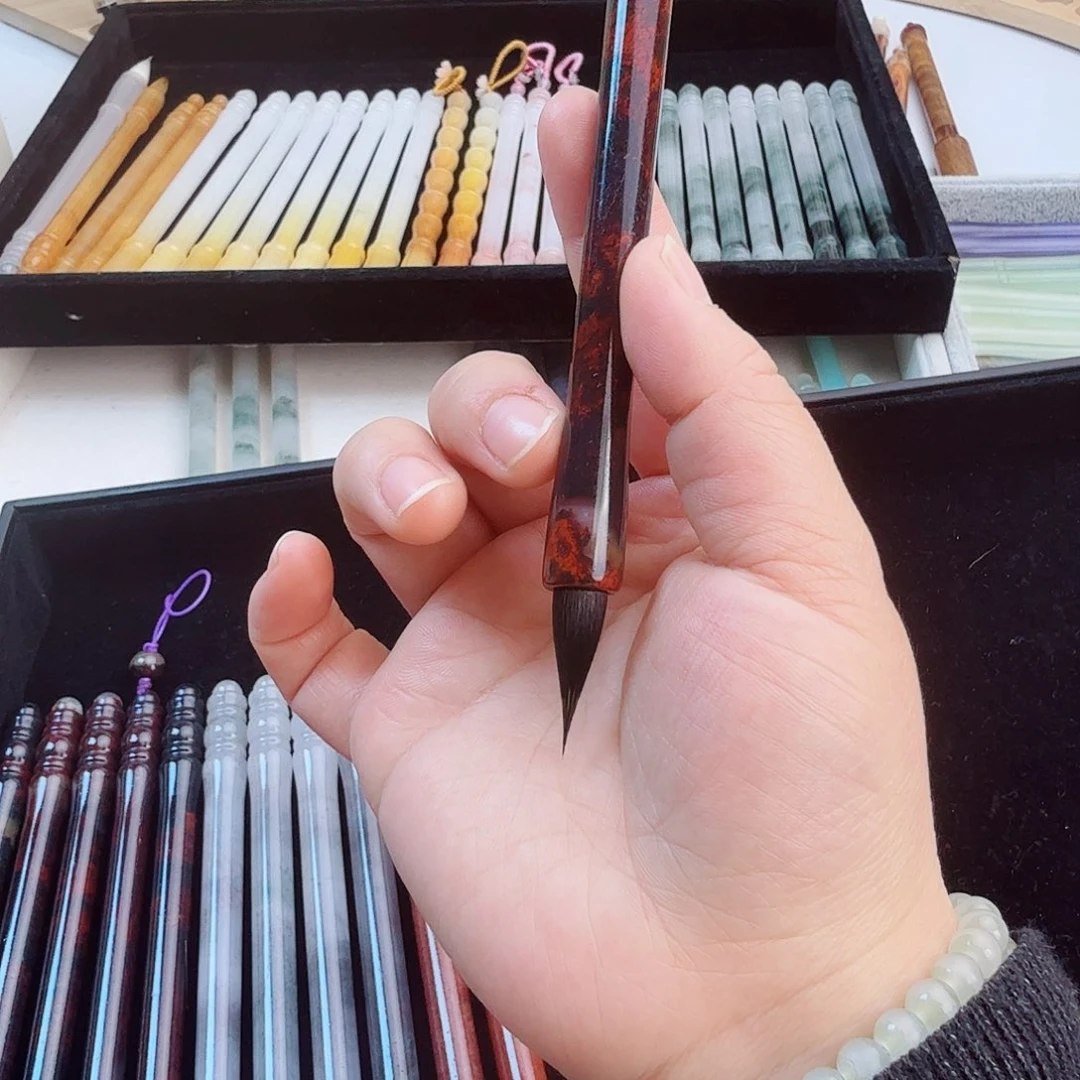 黑红鸡血玉➕纯黑尖紫毫