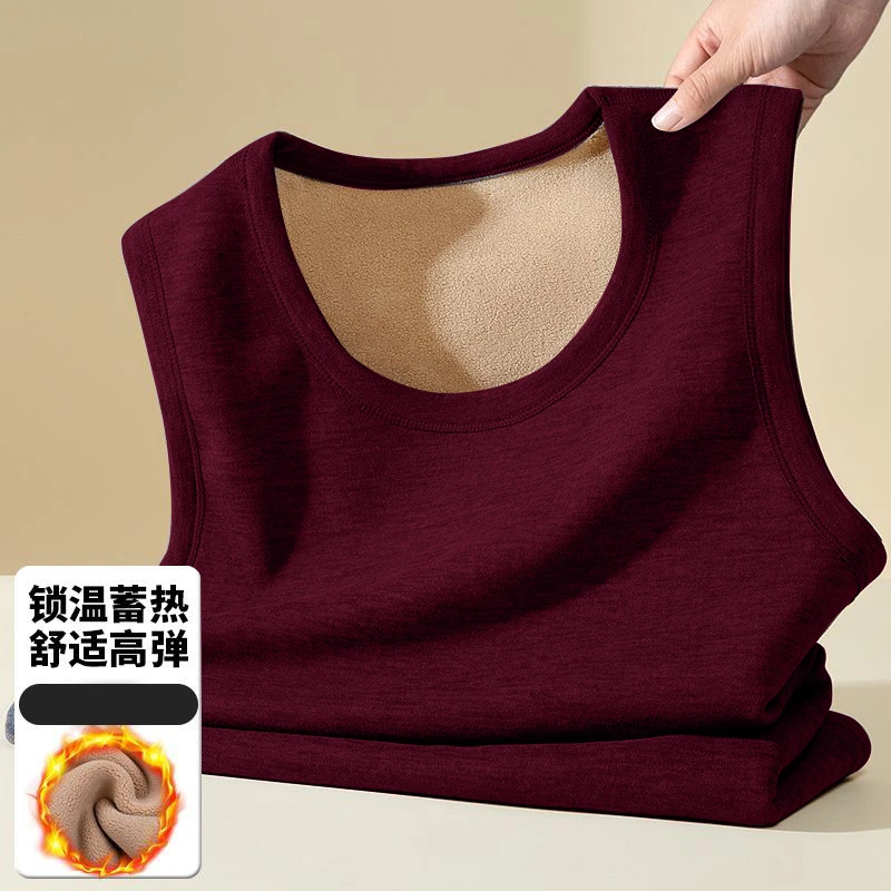羊羔绒保暖背心男士内穿秋2025冬季加绒加厚内衣坎肩打底衫棉马甲