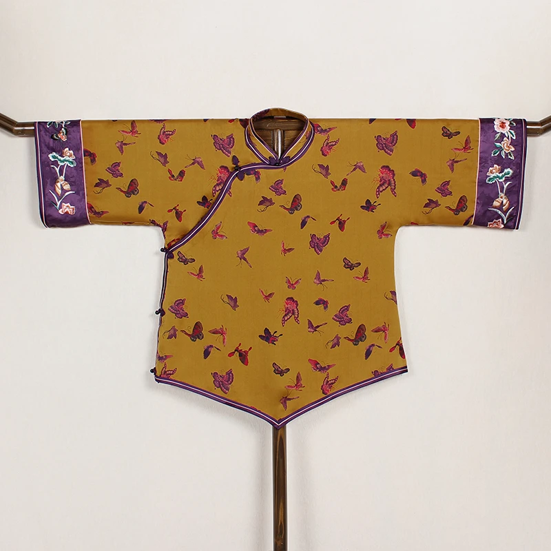 【采蝶轩】复古新中式纯手工桑蚕丝香云纱中国风平肩有领女士上衣