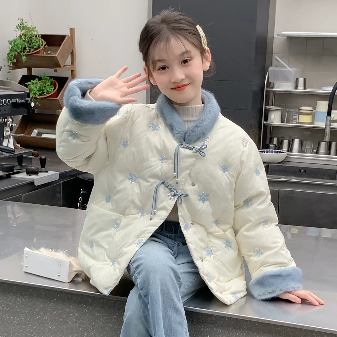女童棉服冬装2025新款儿童洋气爆款加厚国风棉袄女孩冬季流行外套