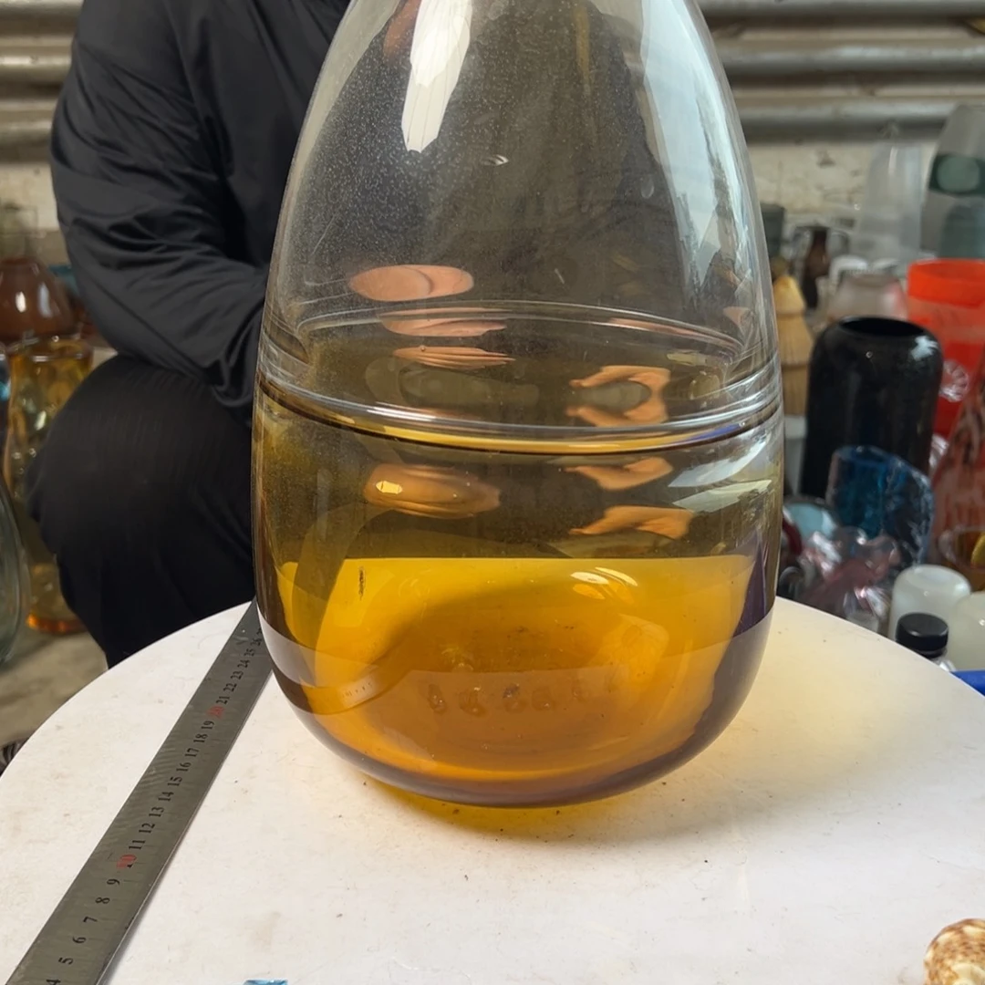 琥珀透明渐变高度34琉璃花器摆件微瑕