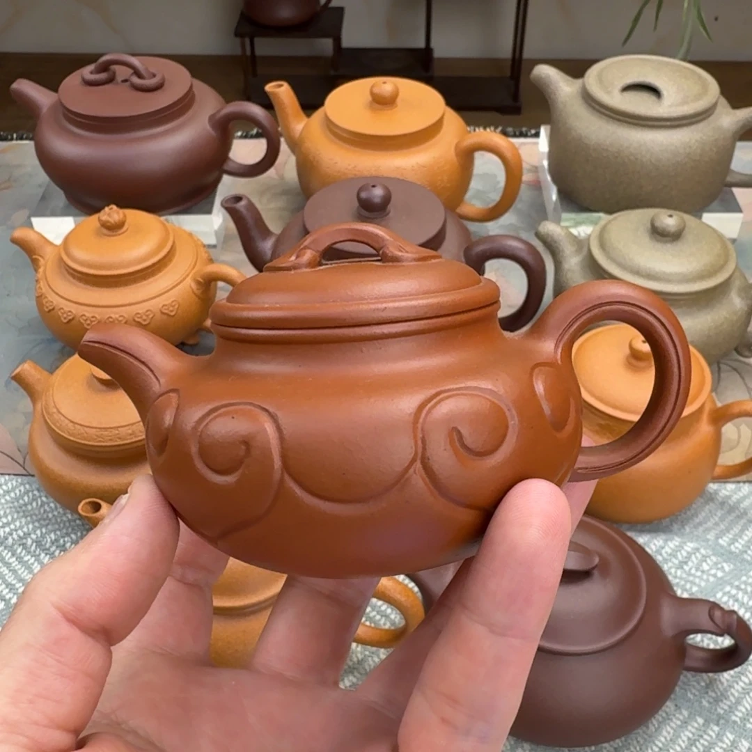 紫砂茶壶微瑕 仿古如意 小红泥 170cc 半手工