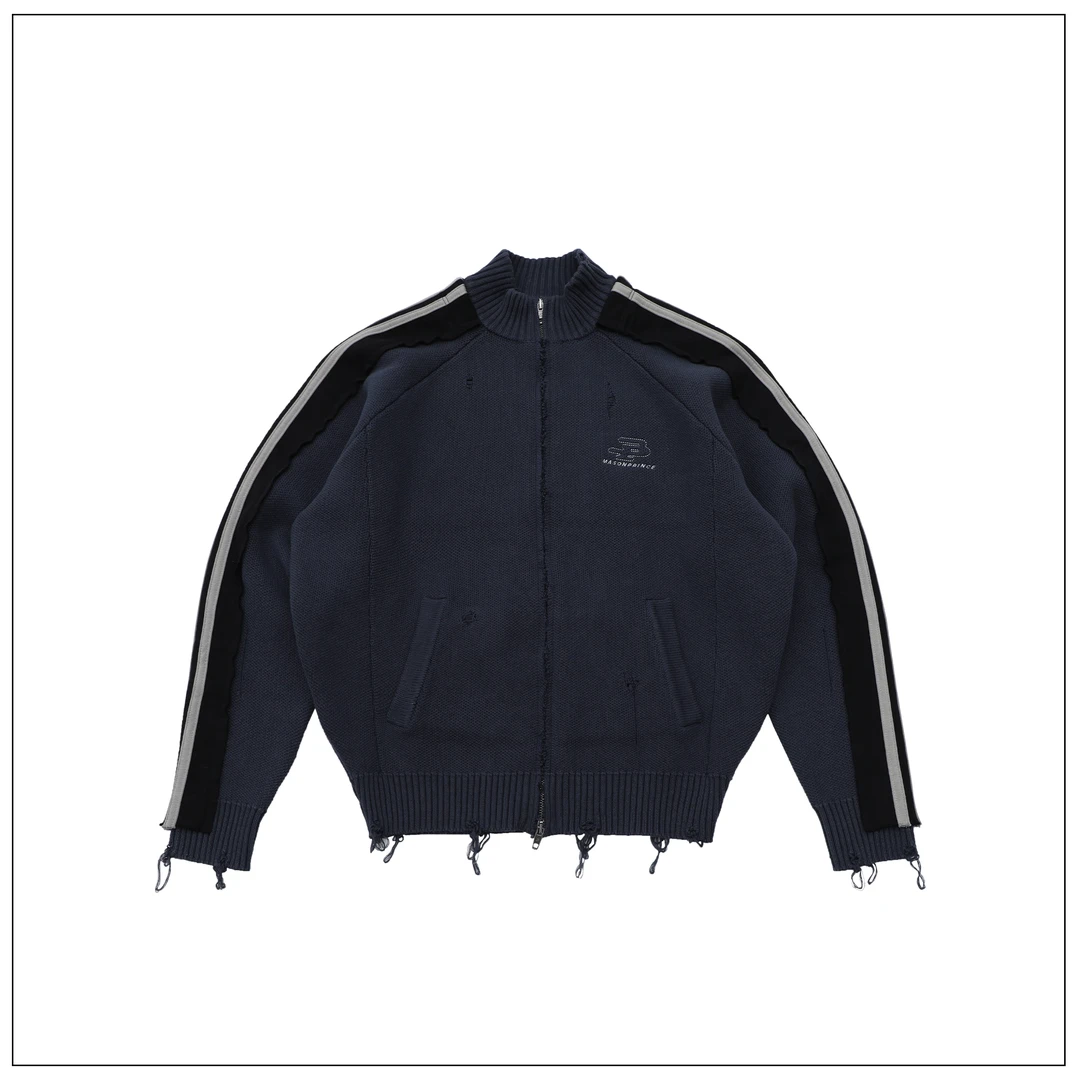 【上海】MASONPRINCE  M·Sport9号立体刺绣褪色杠条毛衣/开衫