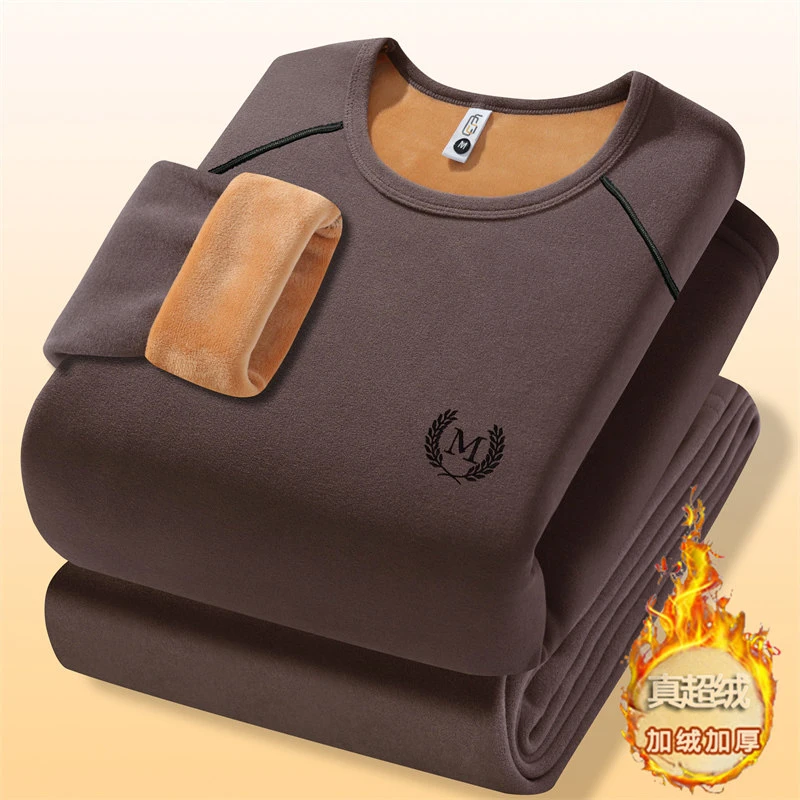 AEROMRGEN新款德绒加绒加厚保暖内衣套装男冬季青年秋衣秋裤打底