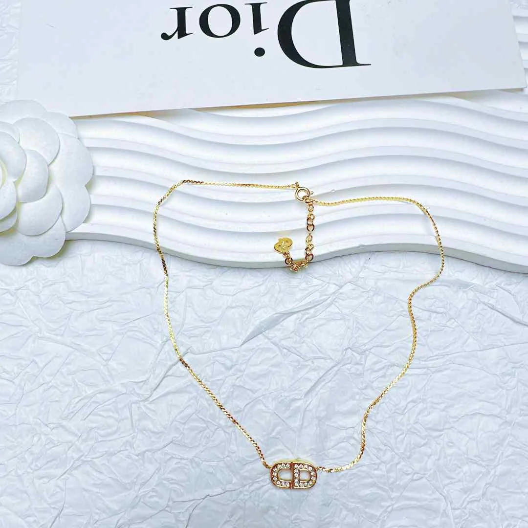 95新 DIOR/迪奥 柚礼中古/迪奥CD满钻项链LZ502142