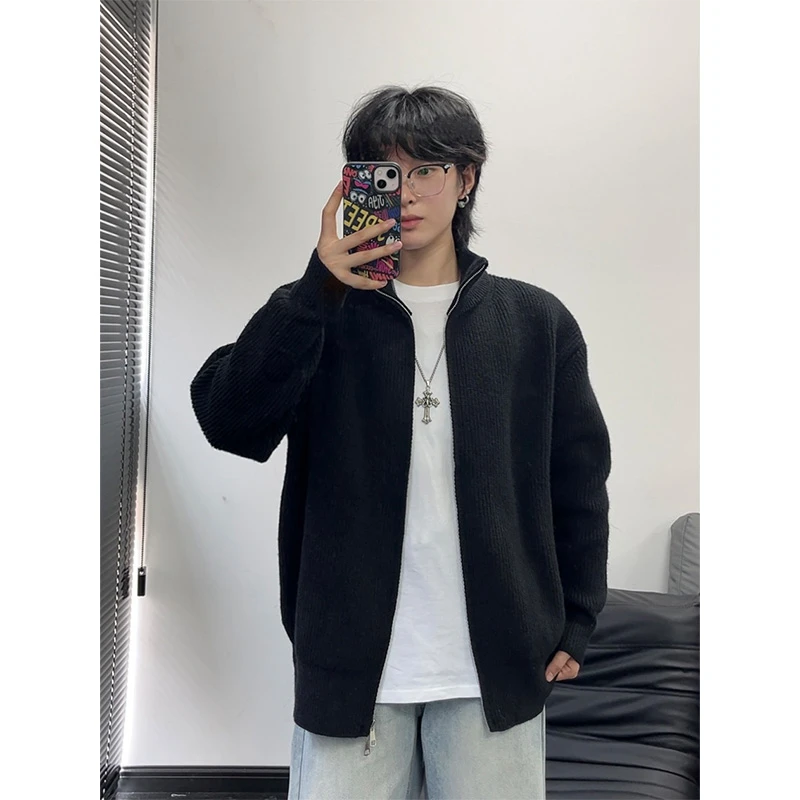 cleanfit立领针织开衫男秋季新款2025慵懒风高级感拉链毛衣外套