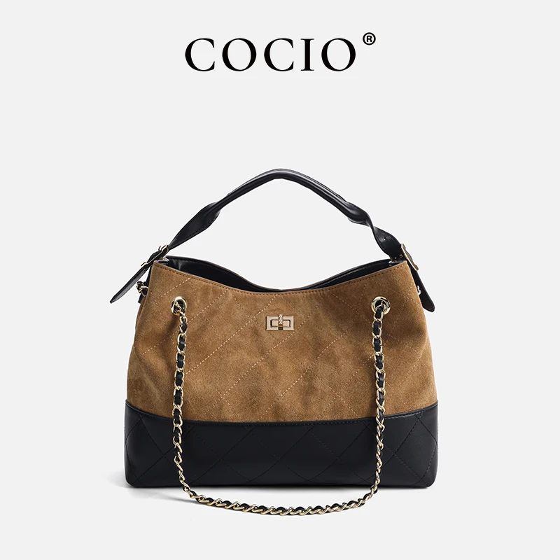 COCIO轻奢百搭简约高级拼色手提链条单肩包CC288