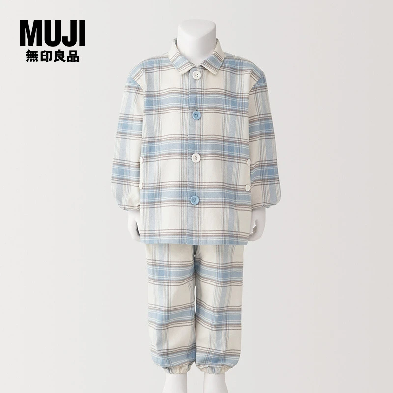 无印良品 MUJI 婴童 无侧缝 法兰绒 方便穿脱睡衣 家居服童装新品