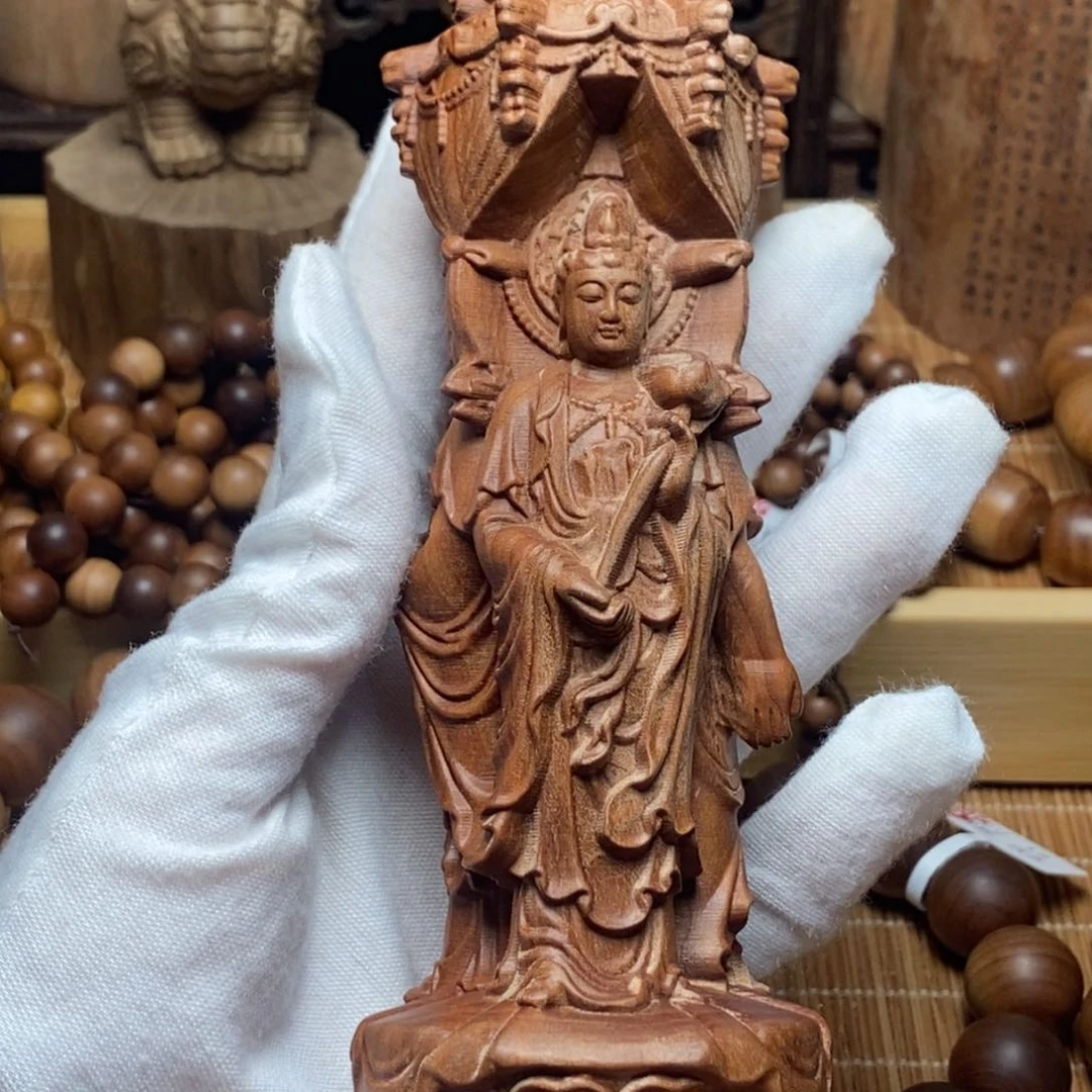 檀香木把件微瑕三圣