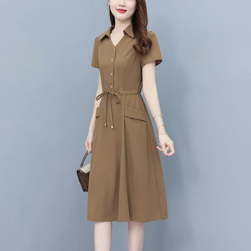 NYING2025夏新装高档中年妈妈收腰显瘦遮肚子减龄小个子气质大码