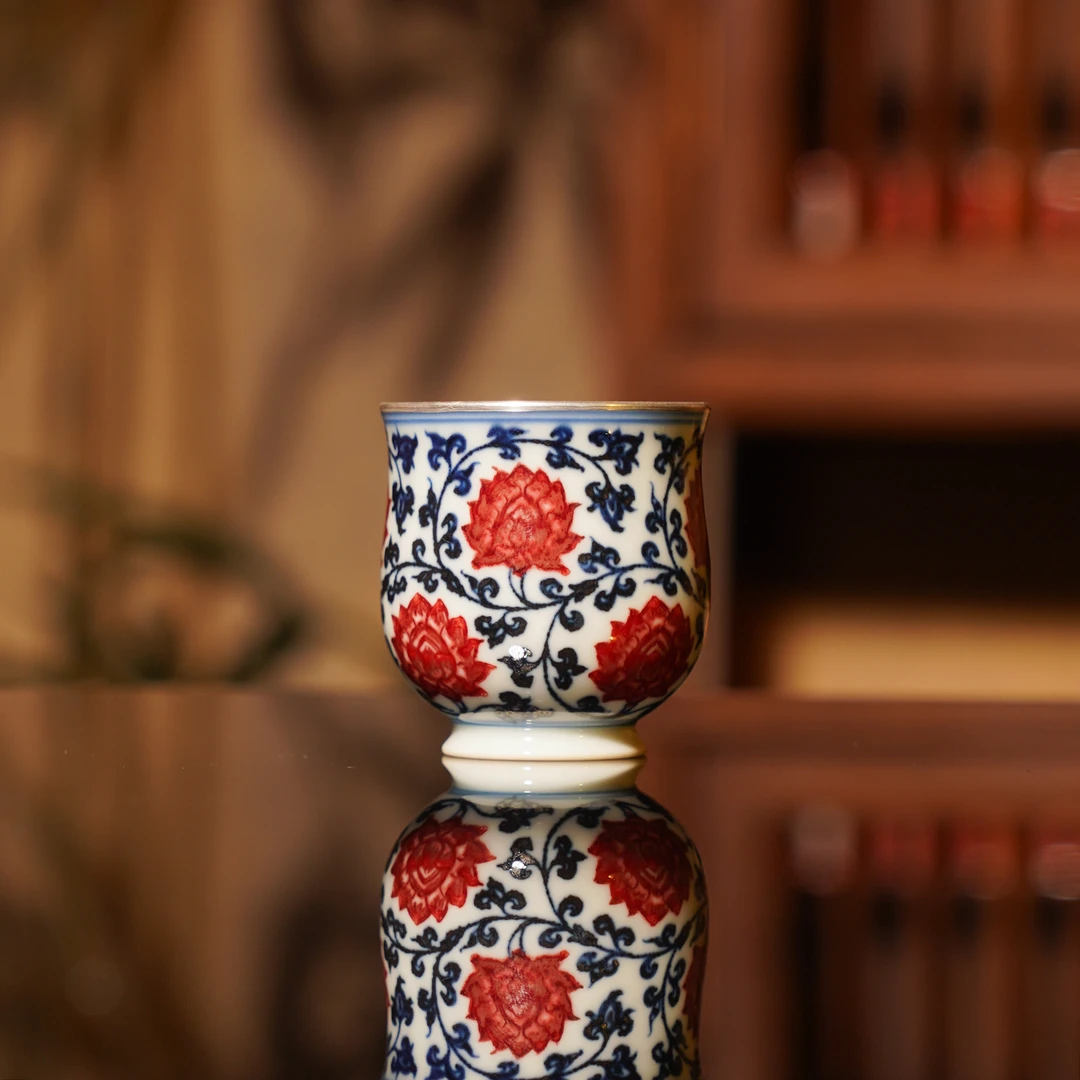 永明尚玩  缠枝莲小闻香杯  纯手工陶瓷喝茶饮茶