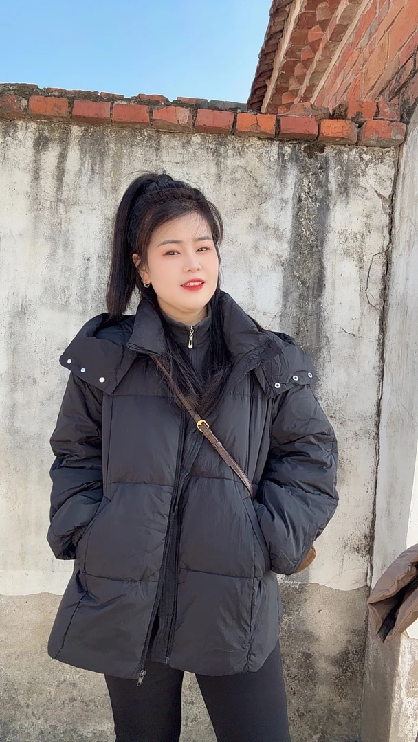 九九江南款韩版宽松版型羽绒服320克帽子可拆