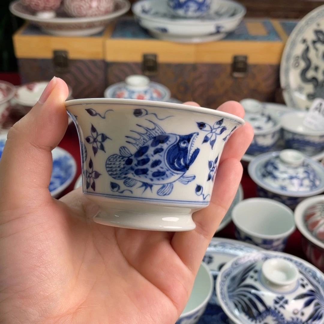 11景德镇青花微瑕鱼藻