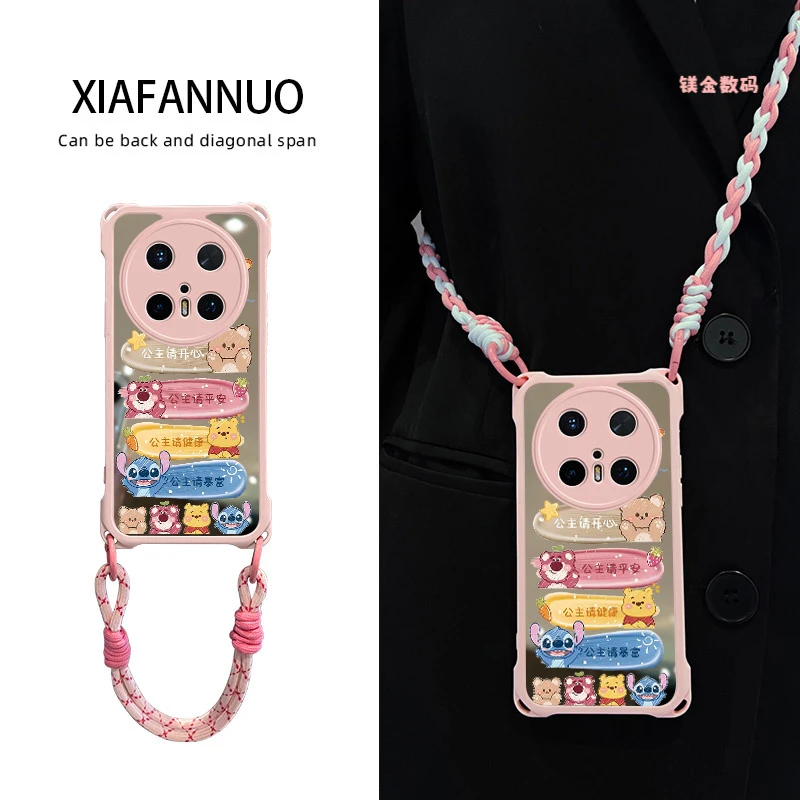 适用华为mate70手机壳mate60pro新款斜挎+镜头全包十mt70带挂绳女