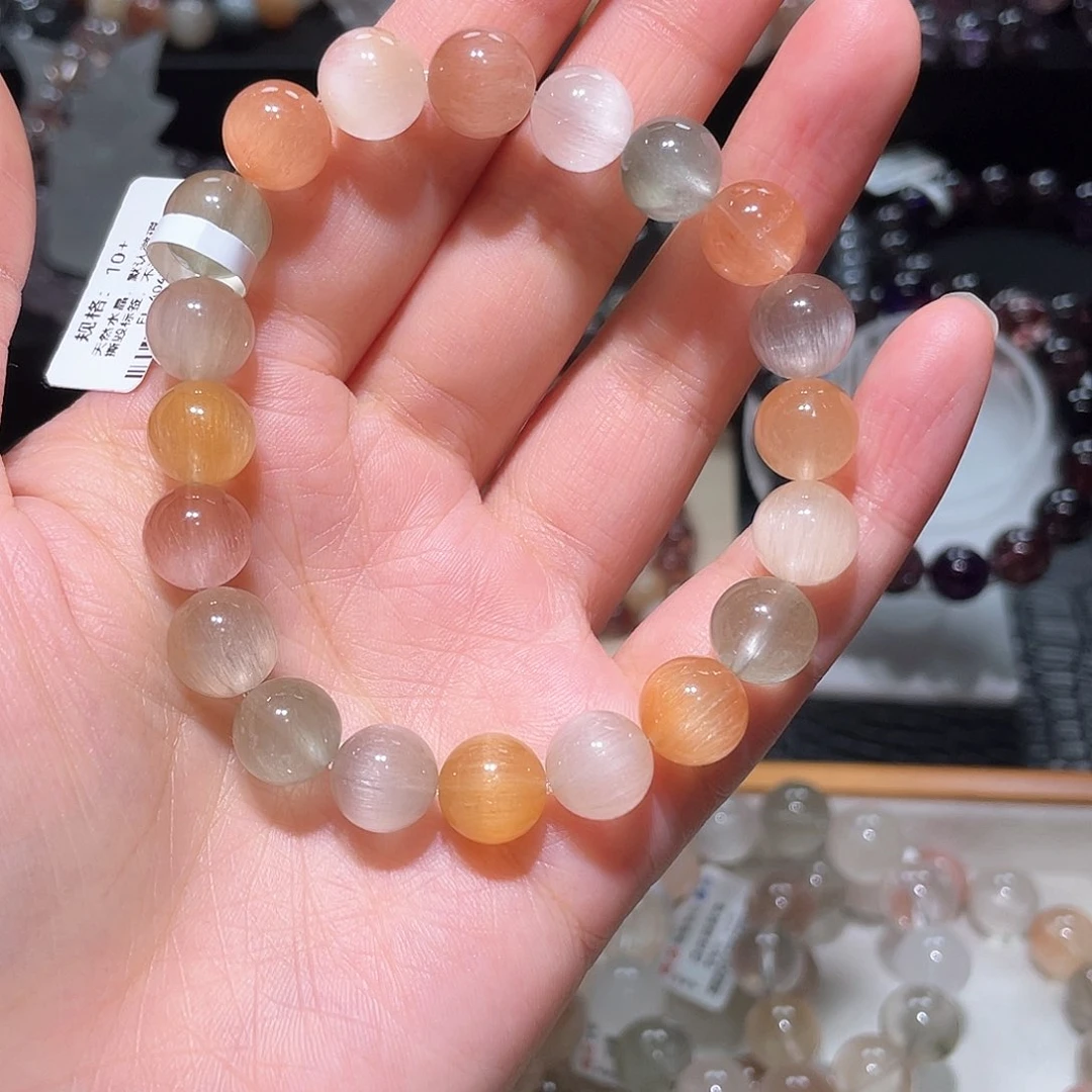 水晶手链未镶嵌兔毛手链，晶体通透